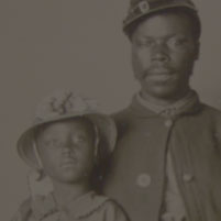 Civil War soldier with family