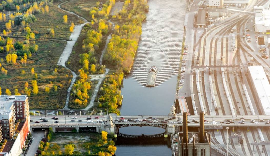Aerial shot of river