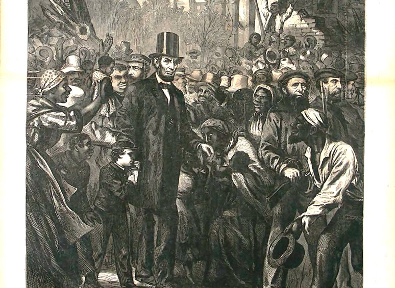 Portrait of Lincoln entering Richmond