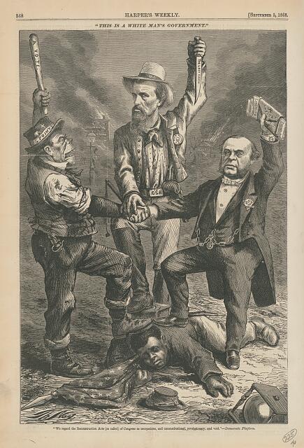 newspaper cartoon titled "This is a White Man's Government"