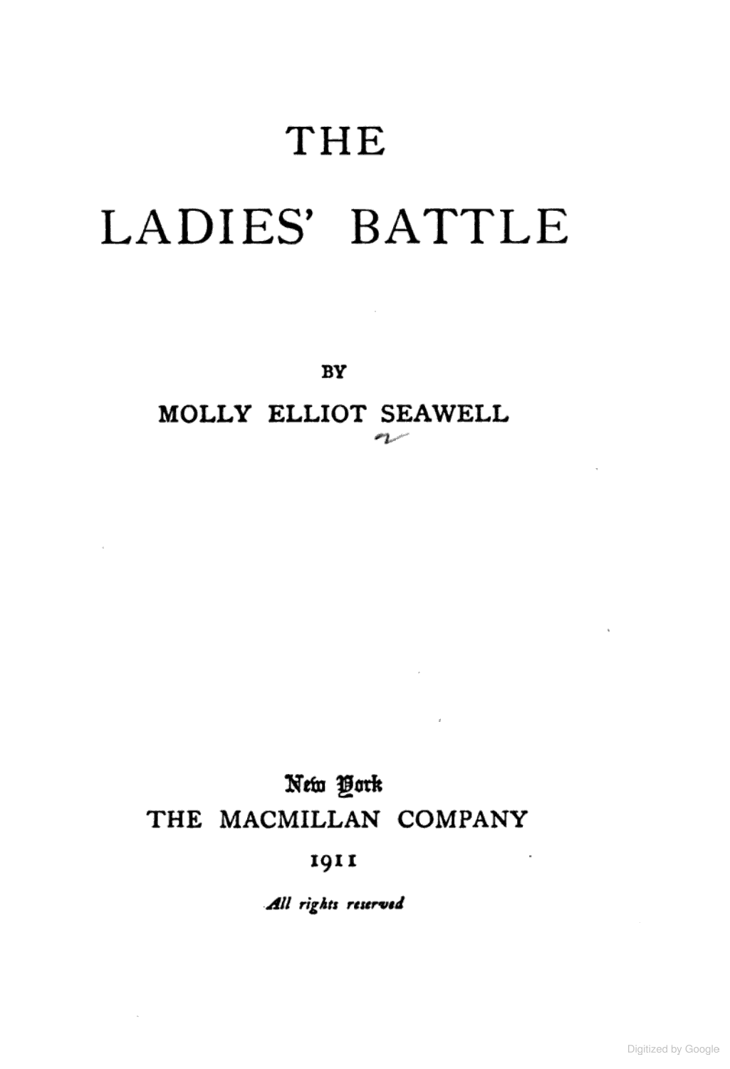 "The Ladies' Battle" book by Molly Elliot Seawell