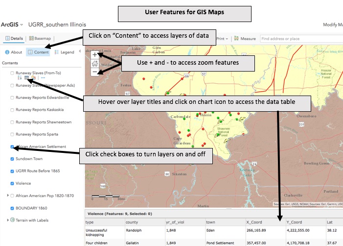 Picture explaining the use of our GIS Map