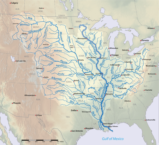 River Locations in the Midwest map