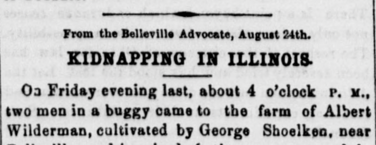 Kidnapping in Illinois Newspaper Heading